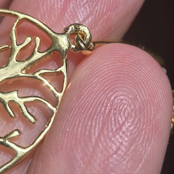 Opal & Sapphire Tree of life sterling & gold earrings - Picture 9 of 9